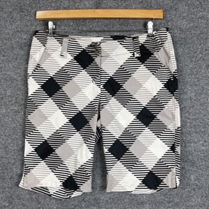 Loudmouth Golf Shorts Womens Size 8 Black White Gray  Argyle Diamond